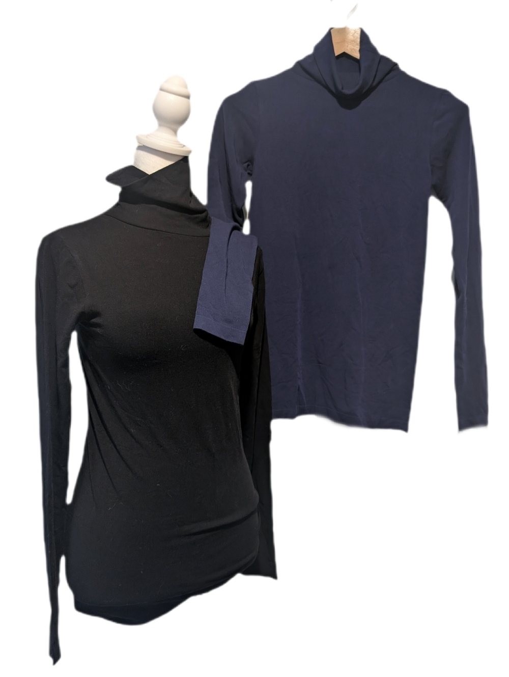 SFW Suitable For Work -OS- PAIR Navy & Black Bamboo Blend Longsleeve Turtlenecks